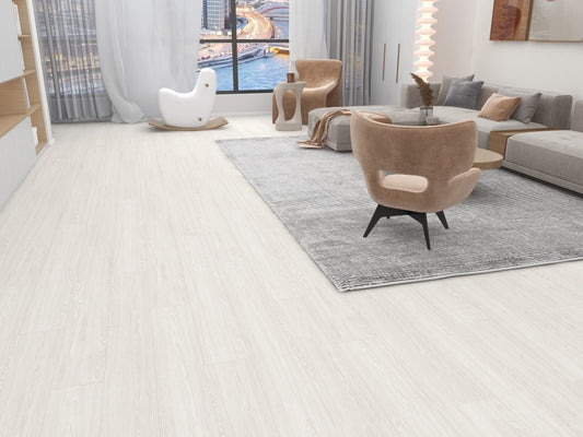 DURA PRO, Click-In Vinyl Plank SPC Flooring, 22 mil, 6.5mm 19.225 Sq Ft/Box Ivory Tower