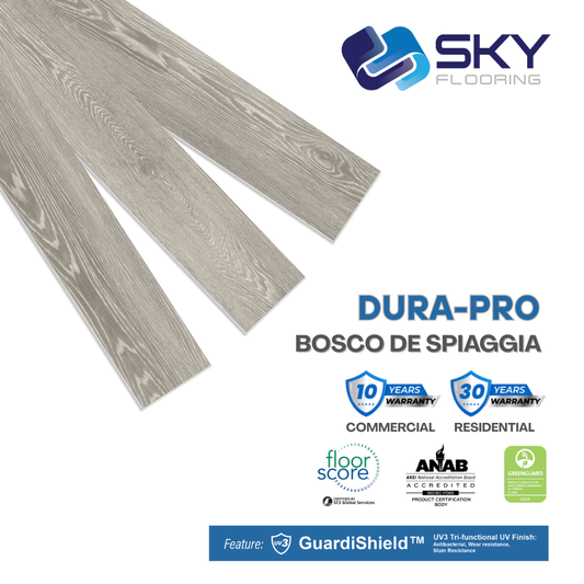DURA PRO, Click-In Vinyl Plank  SPC Flooring, 22 mil, 6.5mm 19.225 Sq Ft/Box Bosco De Spiaggia