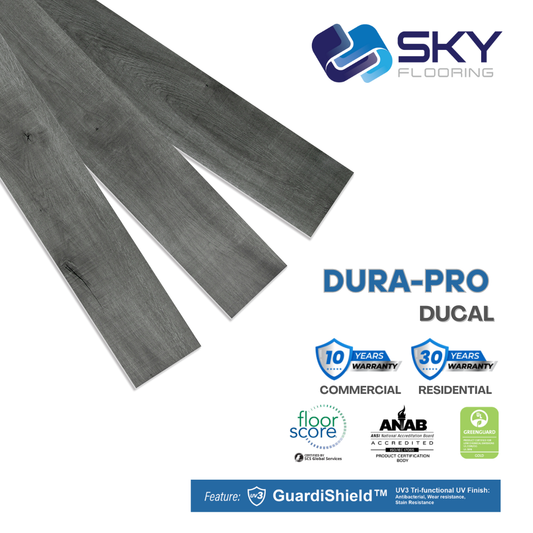 DURA PRO, Click-In Vinyl Plank SPC Flooring, 22 mil, 6.5mm 19.225 Sq Ft/Box Ducal