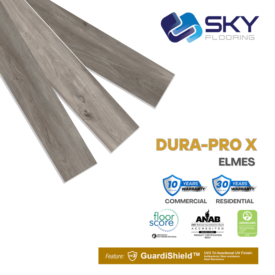 DURAPRO X Click-In Vinyl Plank SPC Flooring, 28 mil, 7.5mm 14.419 Sq Ft/Box ELMES
