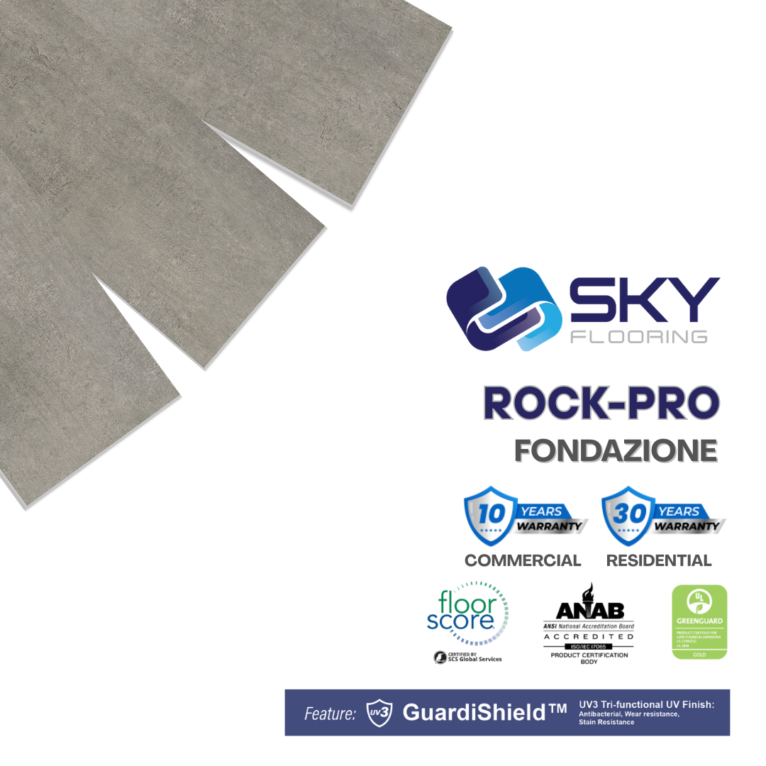 ROCK PRO Click-In Vinyl Plank SPC Flooring, 22 mil, 7mm 16.021 Sq Ft/Box Fondazione
