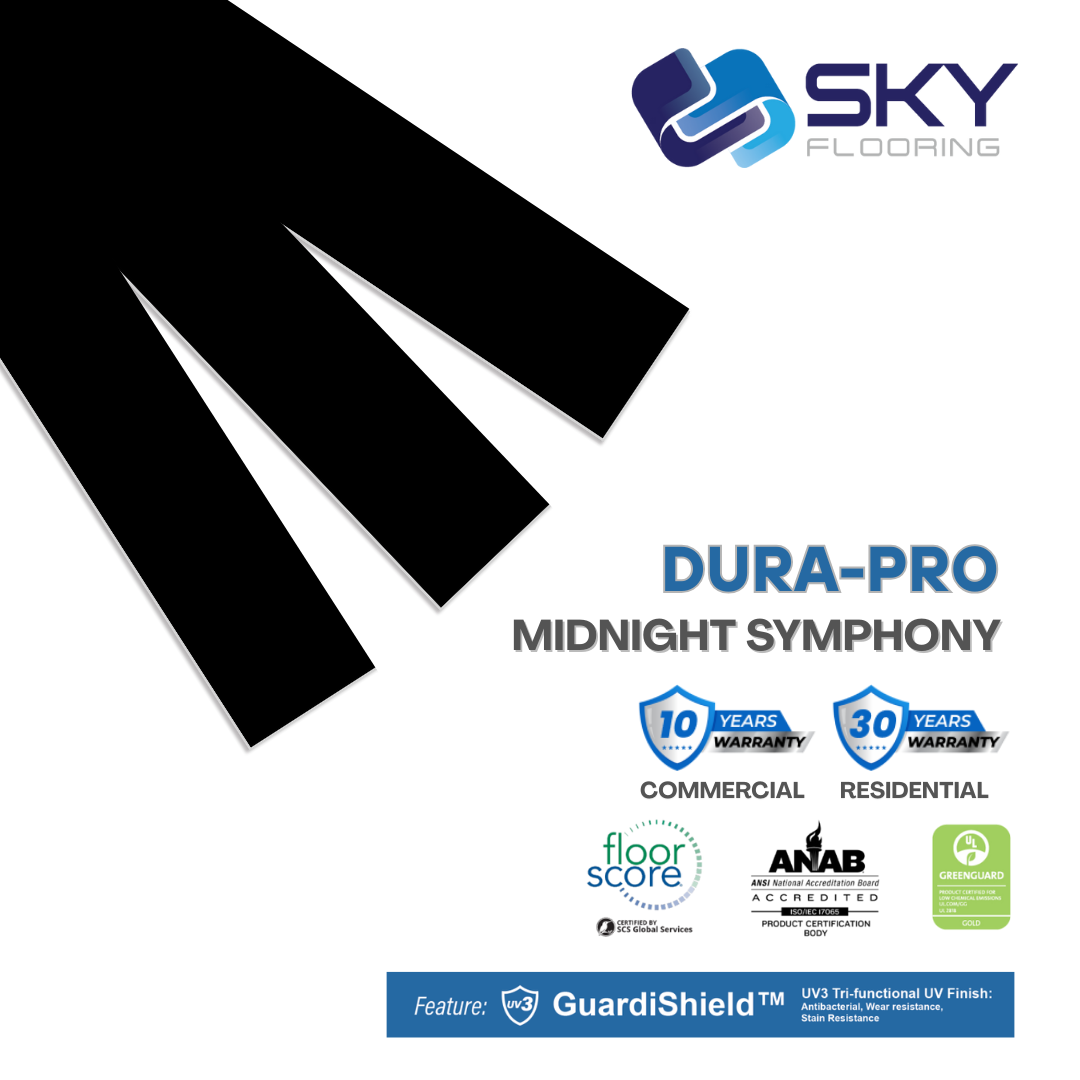 DURA PRO, Click-In Vinyl Plank SPC Flooring, 22 mil, 6.5mm 19.225 Sq Ft/Box Midnight Symphony