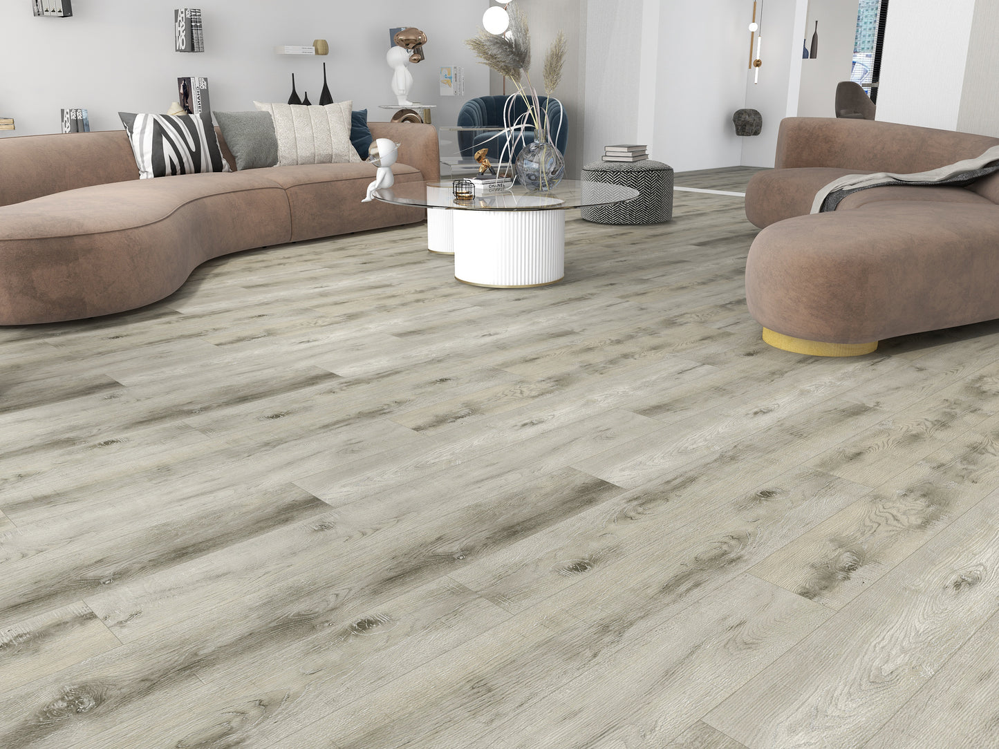 DURA PRO, Click-In Vinyl Plank SPC Flooring, 22 mil, 6.5mm 19.225 Sq Ft/Box Grey Oak