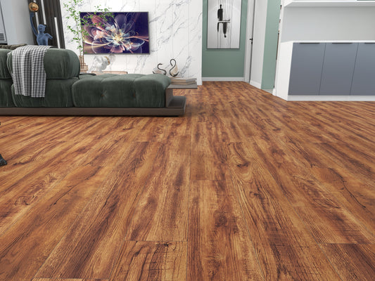 DURA PRO, Click-In Vinyl Plank SPC Flooring, 22 mil, 6.5mm 19.225 Sq Ft/Box Old Walnut