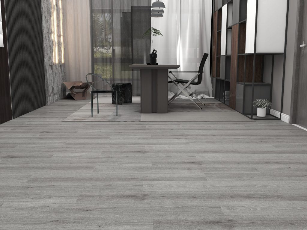 DURA PRO, Click-In Vinyl Plank SPC Flooring, 22 mil, 6.5mm 19.225 Sq Ft/Box Grey Hickory