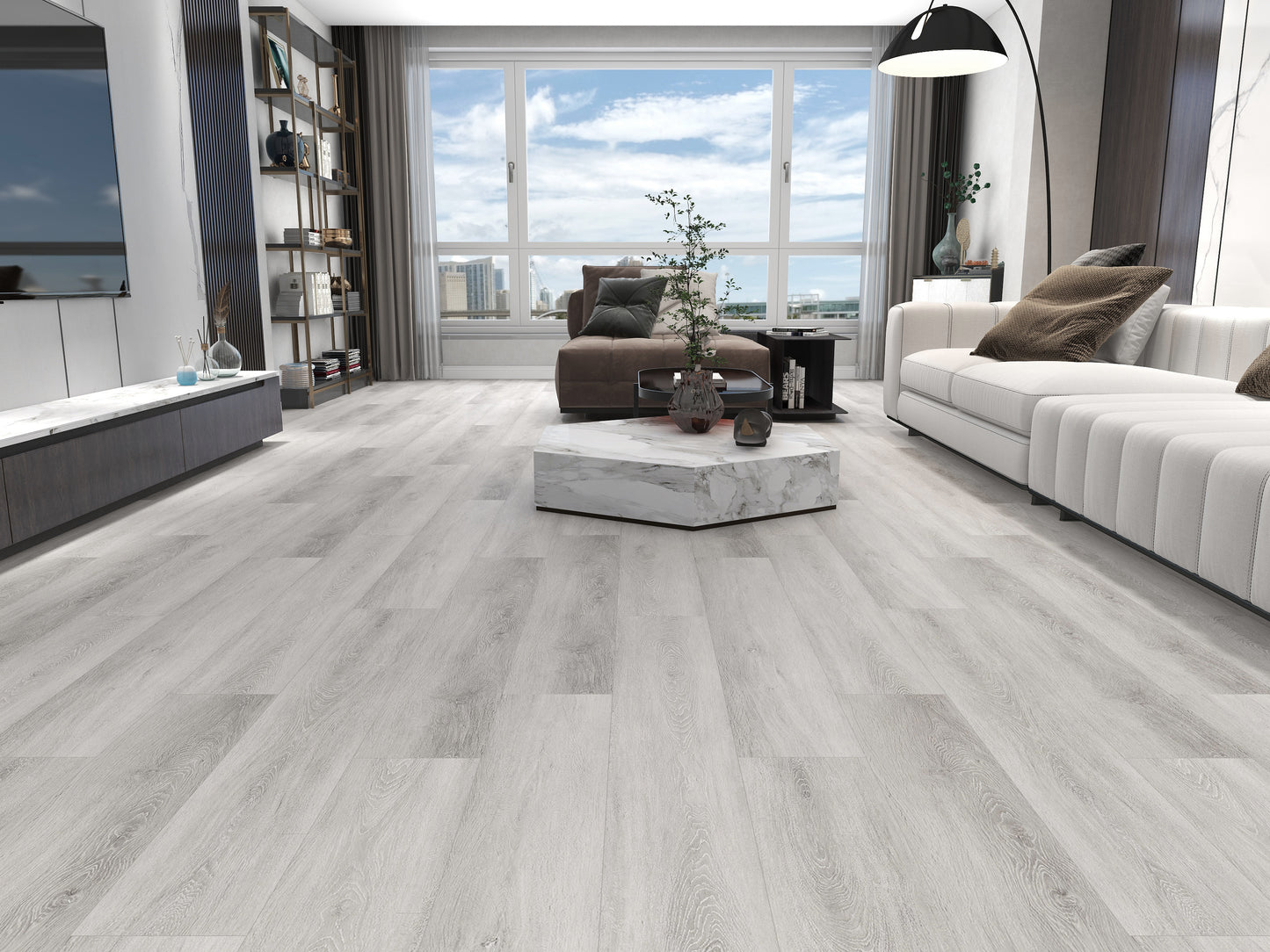 DURA PRO, Click-In Vinyl Plank SPC Flooring, 22 mil, 6.5mm 19.225 Sq Ft/Box RUSTIC GREY