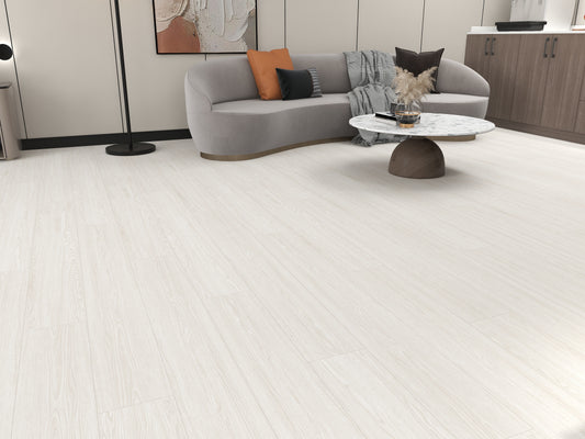 DURA PRO, Click-In Vinyl Plank SPC Flooring, 22 mil, 6.5mm 19.225 Sq Ft/Box Ivory Tower