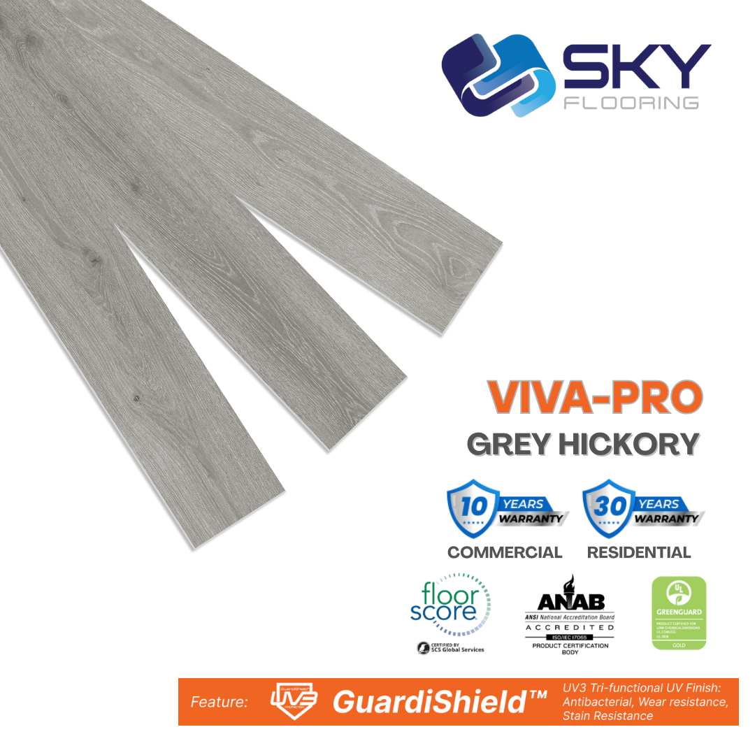 VIVA-PRO, 12 Mil, LVT Flooring, 2mm, Grey Hickory