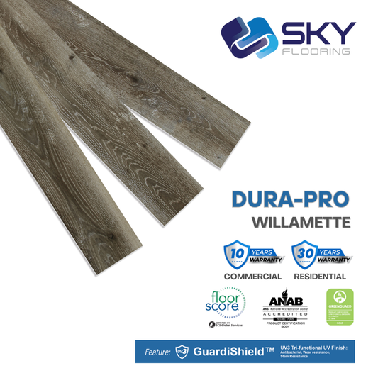 DURA PRO, Click-In Vinyl Plank SPC Flooring, 22 mil, 6.5mm 19.225 Sq Ft/Box Willamette