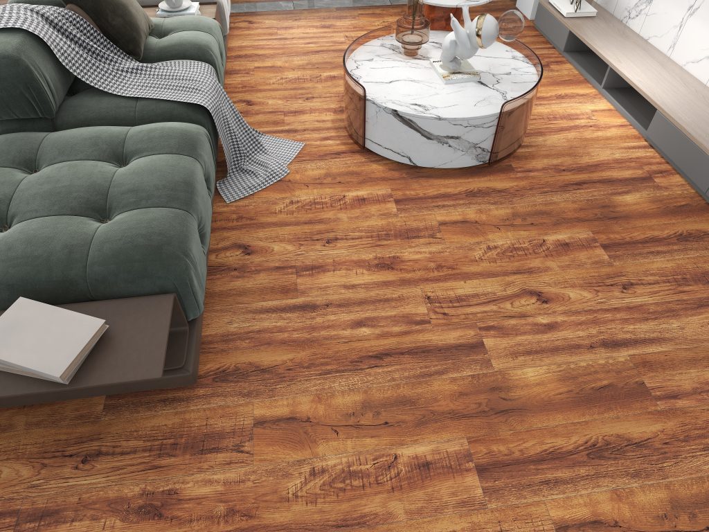 DURA PRO, Click-In Vinyl Plank SPC Flooring, 22 mil, 6.5mm 19.225 Sq Ft/Box Old Walnut