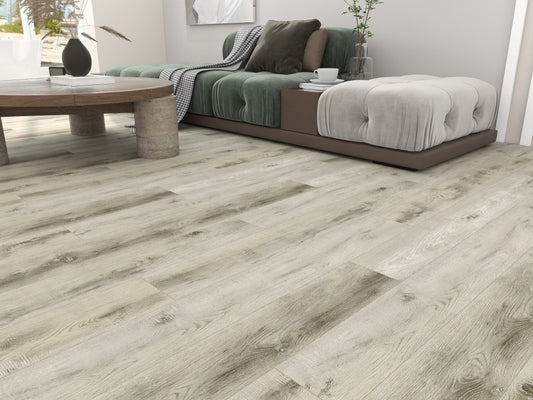 DURA PRO, Click-In Vinyl Plank SPC Flooring, 22 mil, 6.5mm 19.225 Sq Ft/Box Grey Oak
