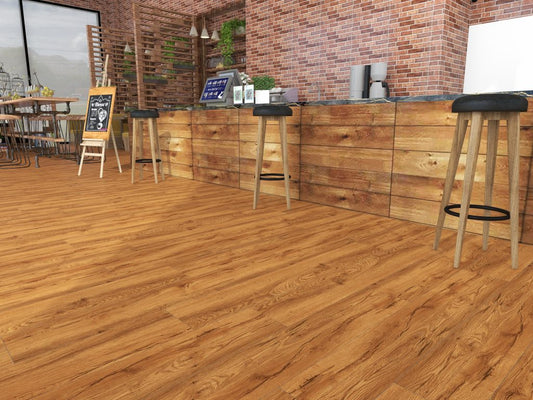 DURA PRO, Click-In Vinyl Plank SPC Flooring, 22 mil, 6.5mm 19.225 Sq Ft/Box Roble Rojo