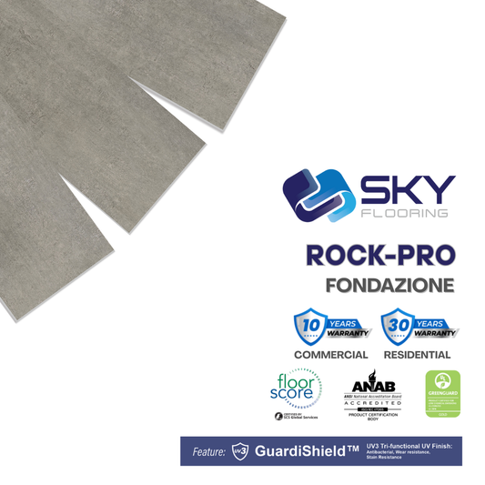 ROCK PRO Click-In Vinyl Plank SPC Flooring, 22 mil, 7mm 16.021 Sq Ft/Box Fondazione