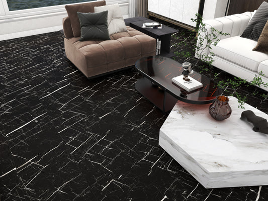 ROCK PRO Click-In Vinyl Plank SPC Flooring, 22 mil, 7mm 16.021 Sq Ft/Box Nero Marquina
