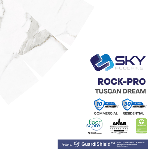 ROCK PRO Click-In Vinyl Plank SPC Flooring, 22 mil, 7mm 16.021 Sq Ft/Box Tuscan Dream